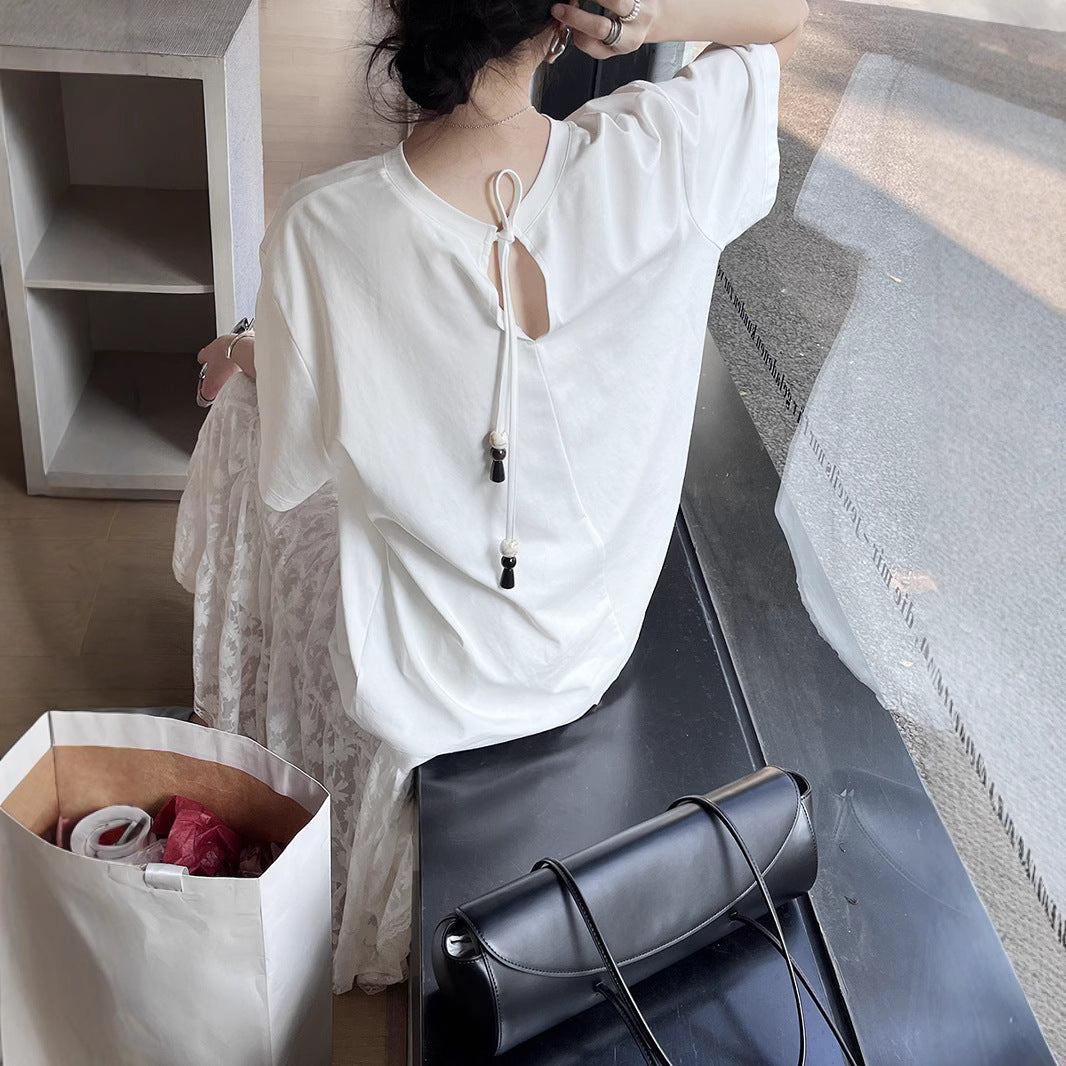 Dame afslappet kortærmet skjorte med hætte og justerbar kant Stilla