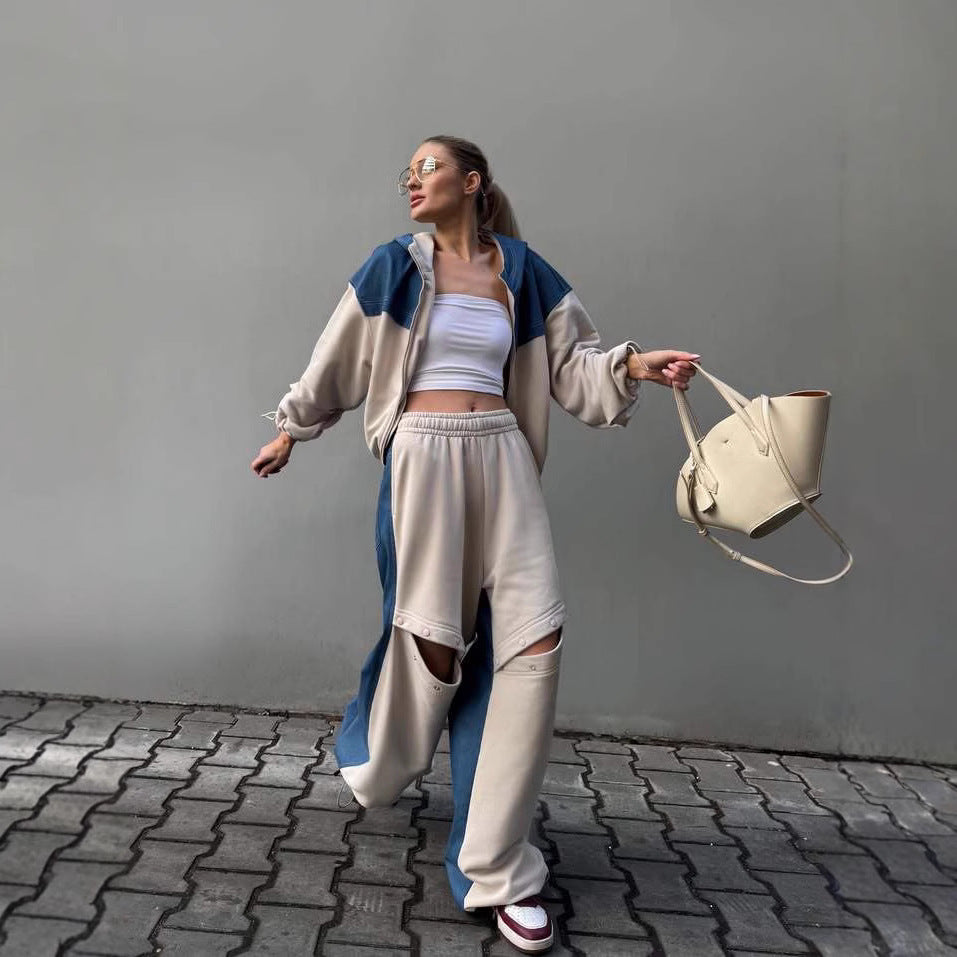 Dame afslappet sporty sæt med brede bukser og række af særlige detaljer Stilla