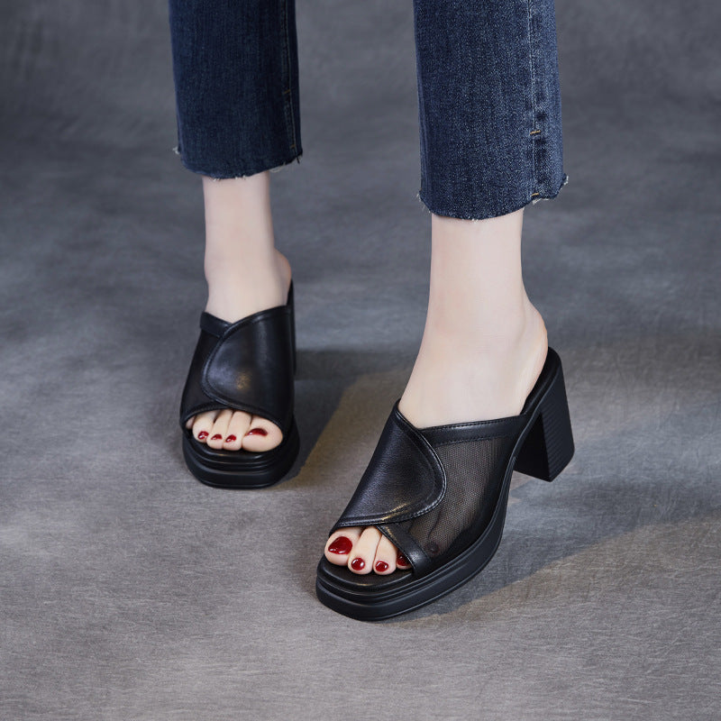 Dame Åben Tå Blokhæl Mules Stilla