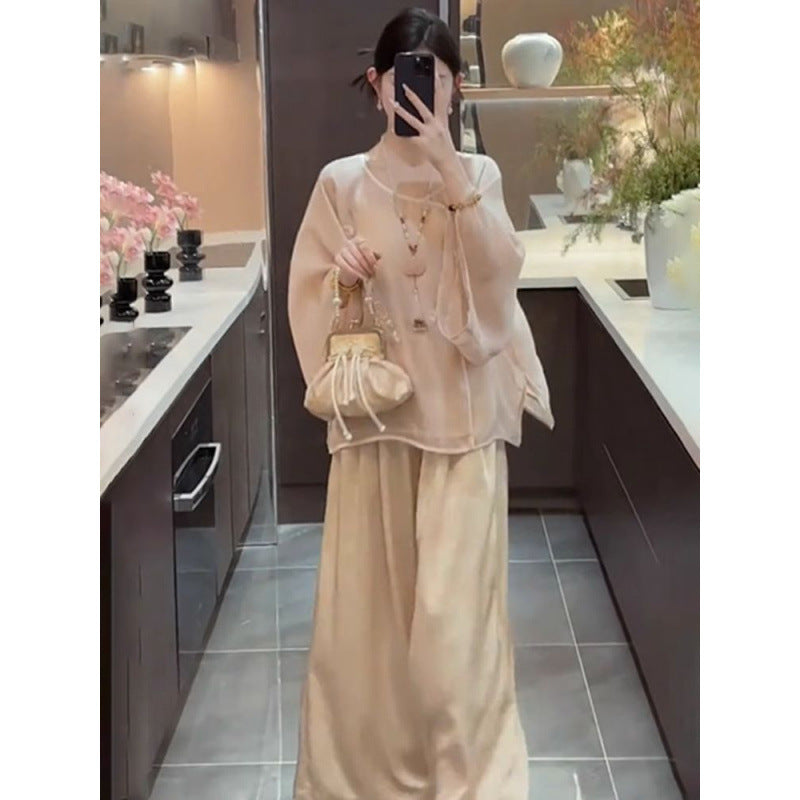Femme Elegante Chiffon Maxi Kjole Sæt Stilla