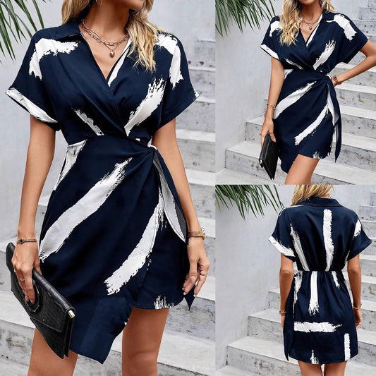 Dame Elegant Indviklet Mini Kjole Stilla