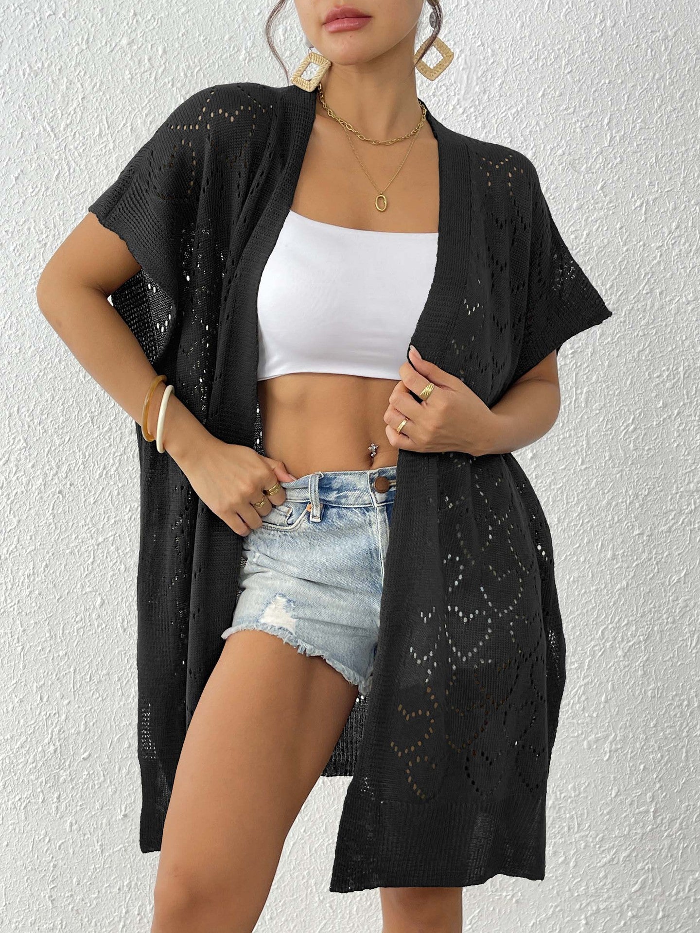 Dame Åben Væv Strikjakke Stilla