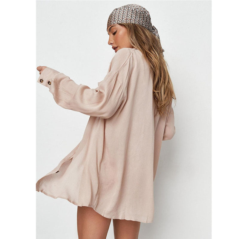 Dame afslappet strandbluse med høj kvalitets knapdetalje Stilla