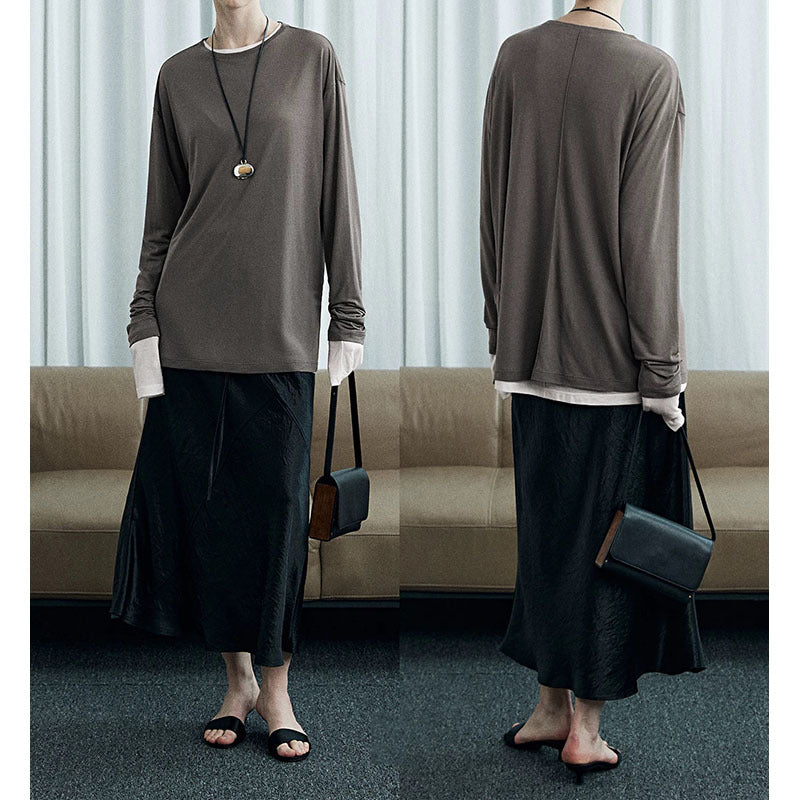 Dame afslappet langærmet skjorte med elegant snit Stilla