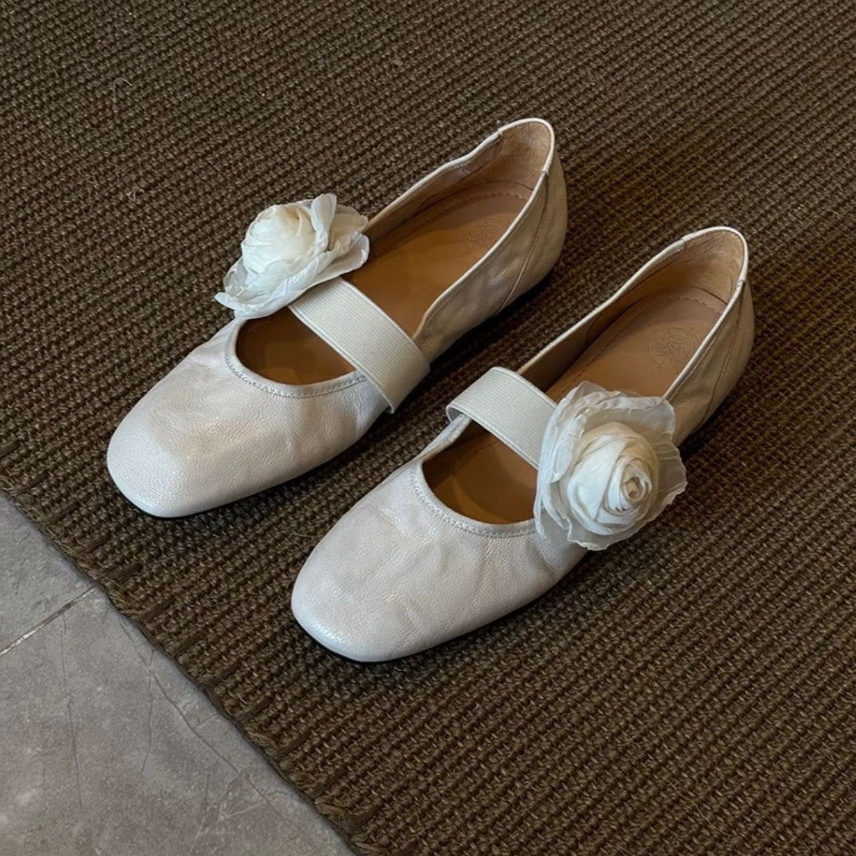 Dame Elegant Justerbare Stropper Ballerina Flade Sko med Blomstermotiver Stilla