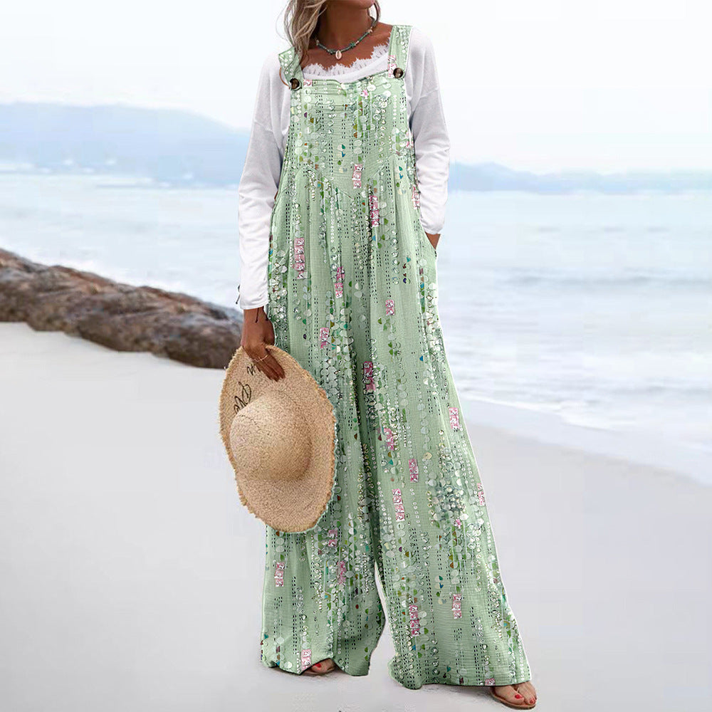 Dame Løs Jumpsuit med floraltryk og bredt ben Stilla