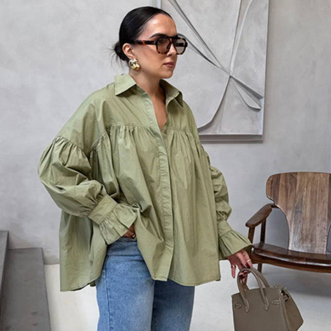 Dame elegant bluse med stilfuldt flæse-design Stilla