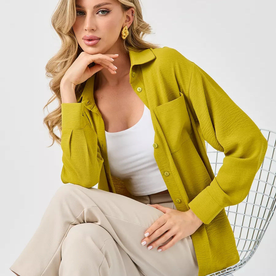 Dame afslappet overshirt med button-down-krave og brystlomme Stilla