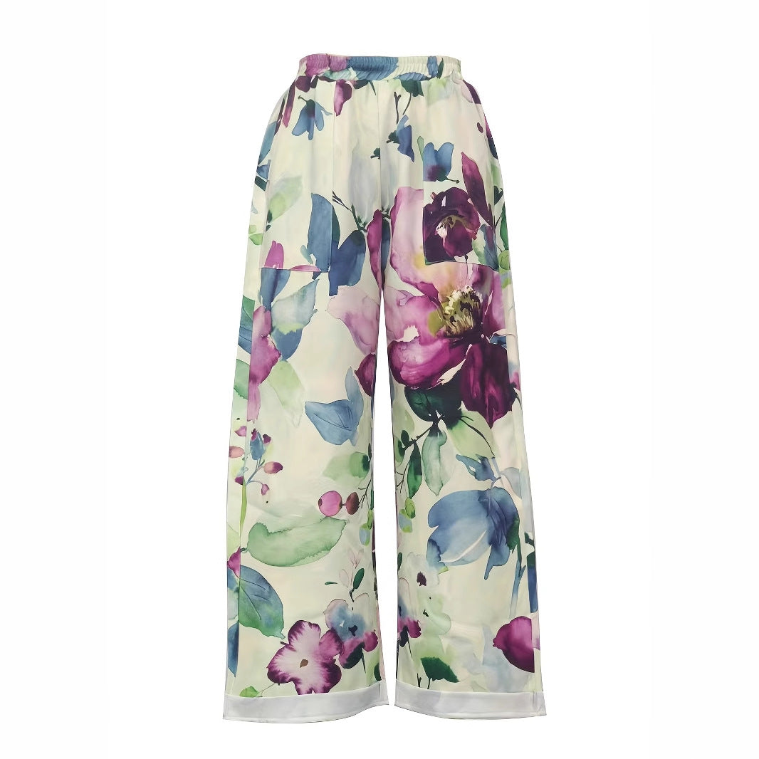 Dame afslappet Chino-bukser med blomsterdesign Stilla