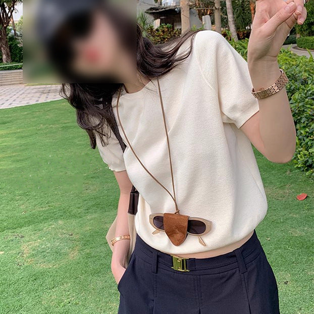 Dame afslappet bomulds overdel med minimalistisk skæring og elastisk talje Stilla