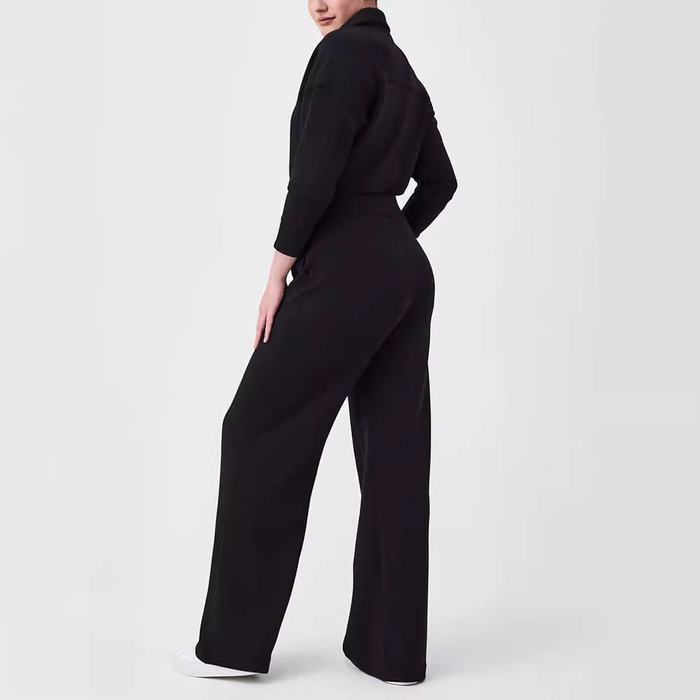 Dame afslappet jumpsuit med høj krave og sidelommer Stilla