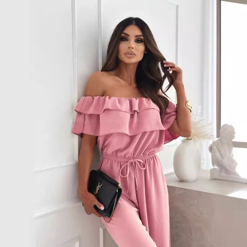 Dame elegant jumpsuit med off-shoulder snit og afslappet bredde Stilla
