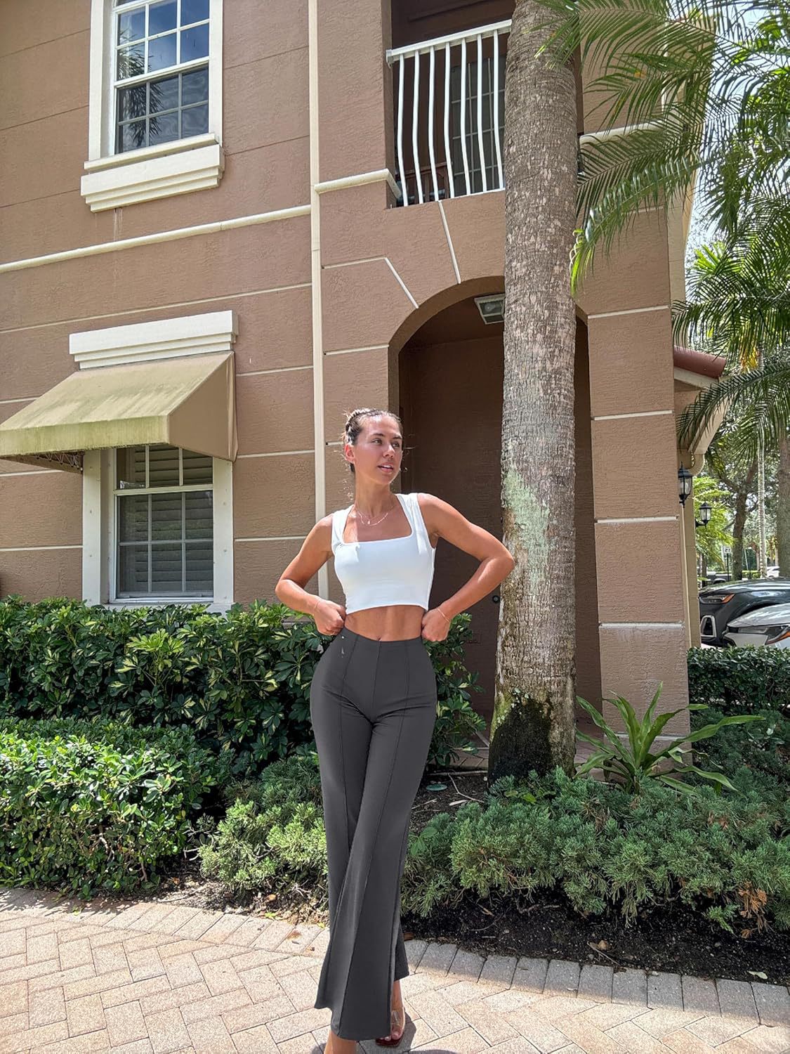 Dame elegant høj talje bukser med sidelids og figursyet pasform Stilla