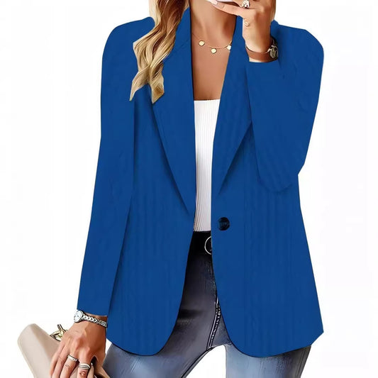 Dame elegant blazer med struktureret kabelstrikdesign Stilla