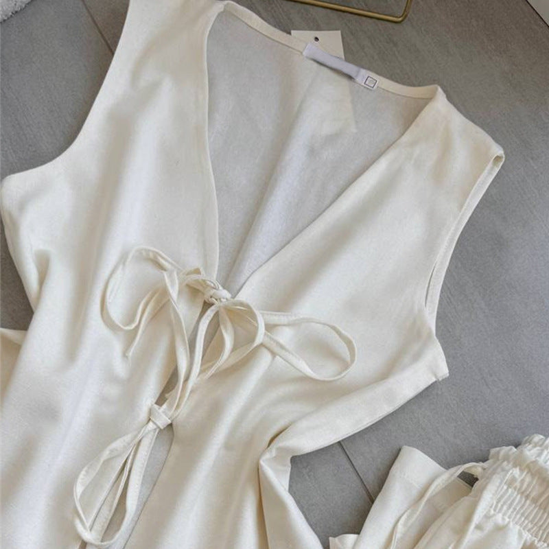 Dame afslappet to-personers jumpsuit med elastisk taljeudsmykning og ærmeløs overdel Stilla