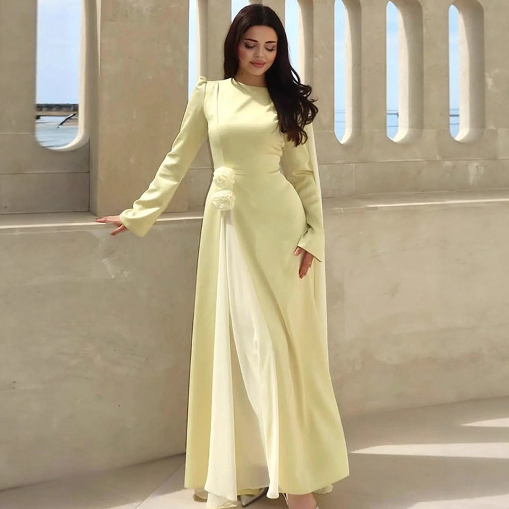 Dame elegant aftenkjole med spændende asymmetrisk volangdetaljer Stilla