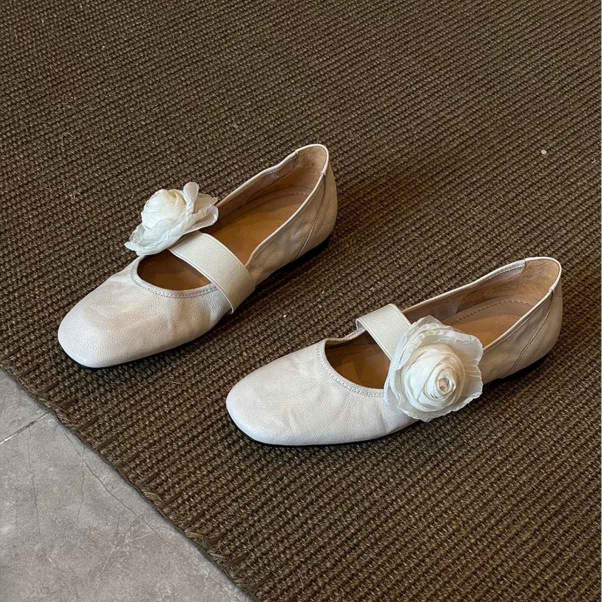 Dame Elegant Justerbare Stropper Ballerina Flade Sko med Blomstermotiver Stilla