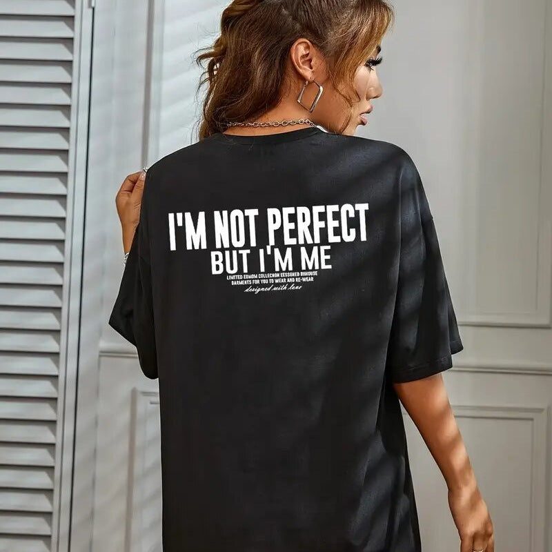 Dame afslappet oversized T-shirt med inspirerende statement Stilla