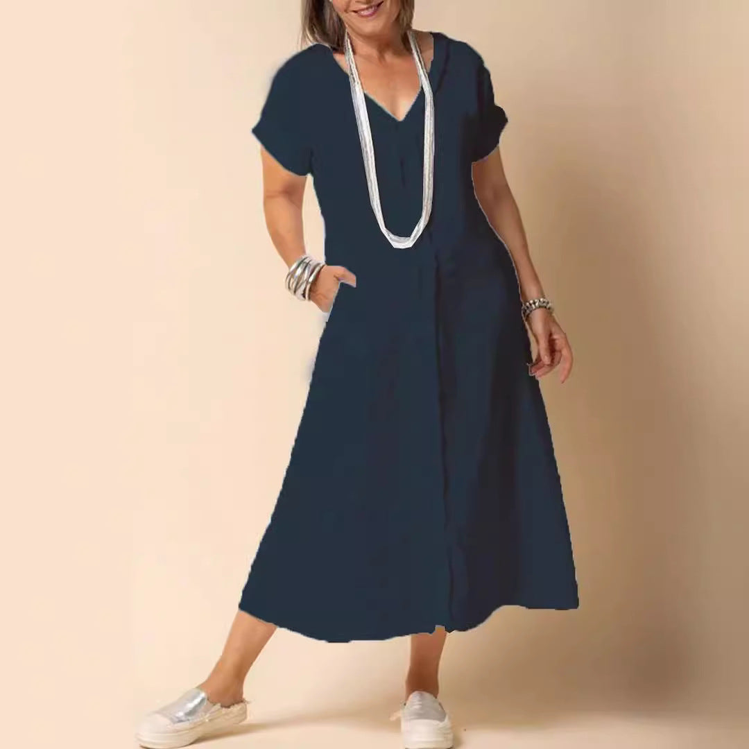 Dame afslappet maxikjole med lommer Stilla