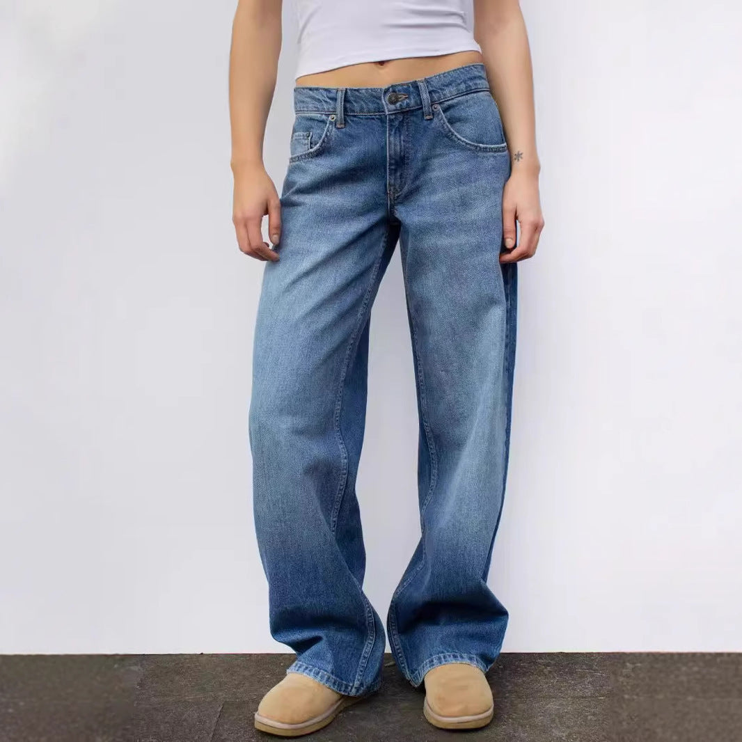 Dame brede High-Waist Jeans med afslappet snit og unikke vaskninger Stilla