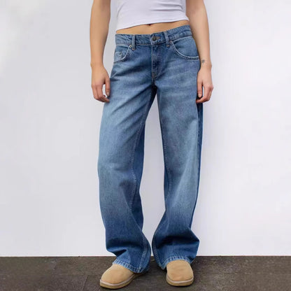 Dame brede High-Waist Jeans med afslappet snit og unikke vaskninger Stilla