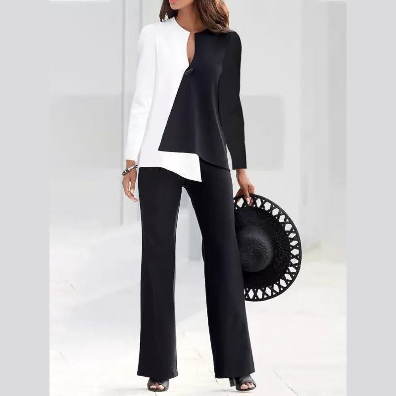 Dame elegant jumpsuit med asymmetrisk snit og lange ærmer Stilla