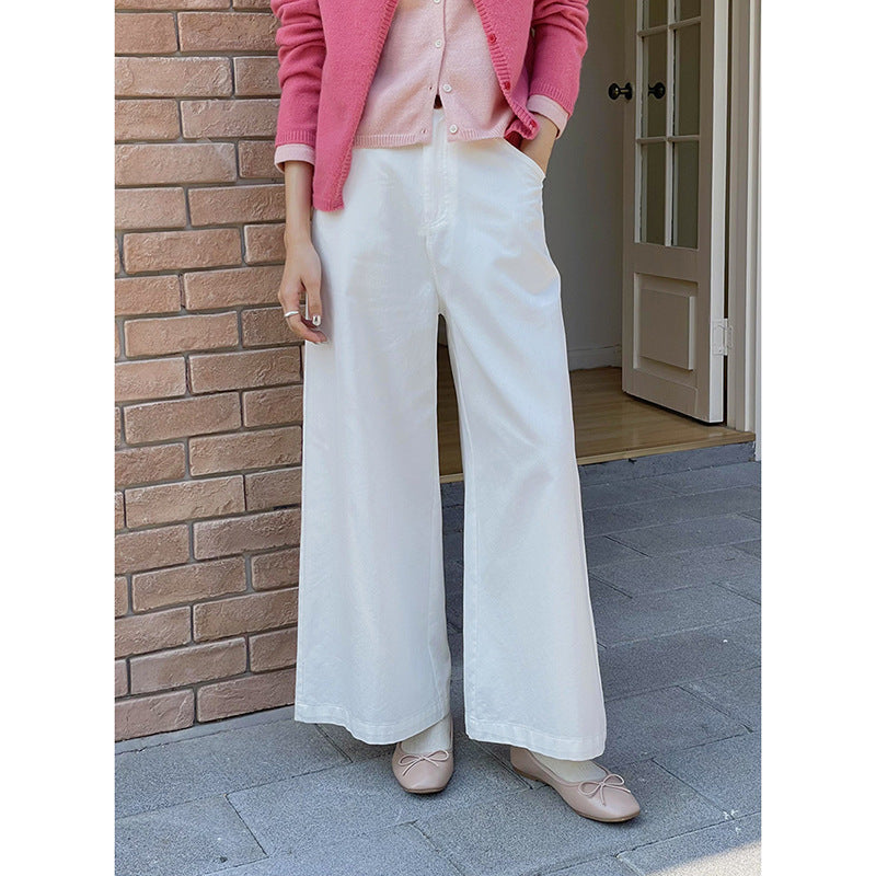 Dame elegant bredskåret bukser med høj talje og praktiske lommer Stilla