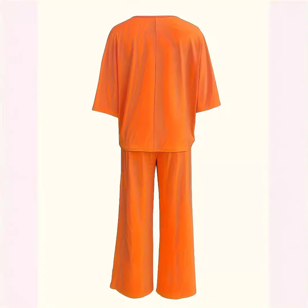 Dame afslappet og luftig to-delt sæt med vidde ben Stilla