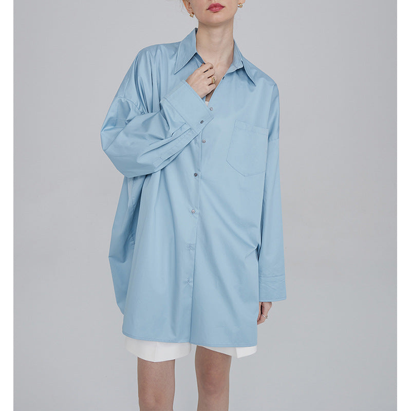 Dame afslappet Longshirt-bluse lavet af høj kvalitet bomuld med oversized snit Stilla