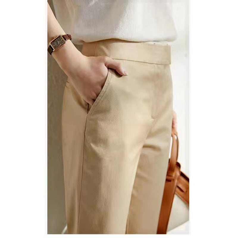 Dame elegant Chino bukser med høj talje og lige ben Stilla