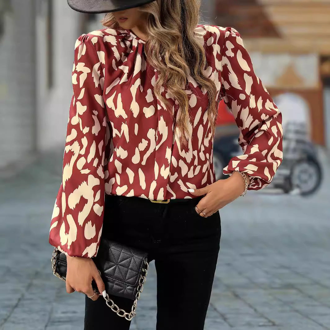 Dame elegant blouse med fashionabel leopardprint Stilla
