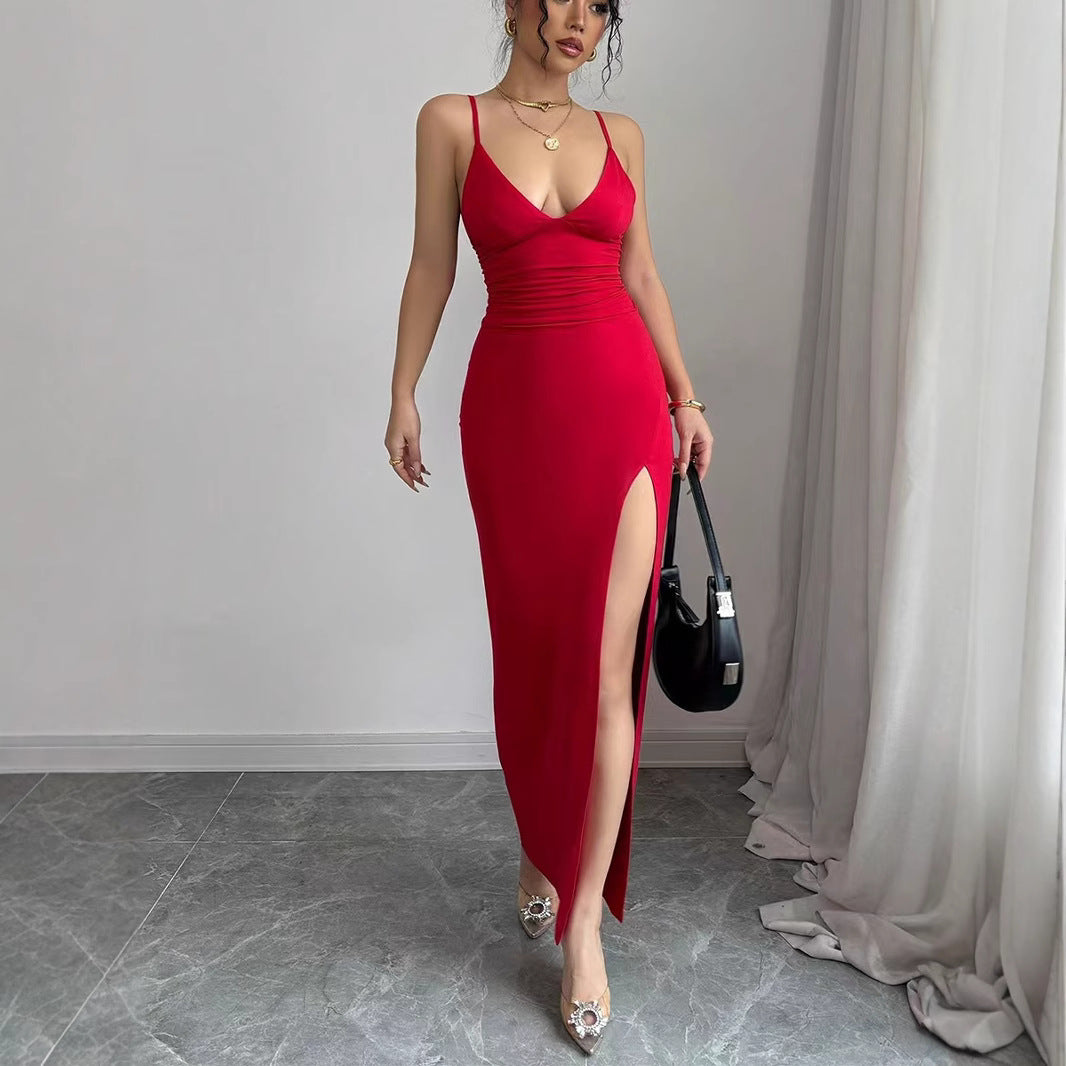 Dame Elegant Figurtilpasset Maxikjole med dyb splits Stilla