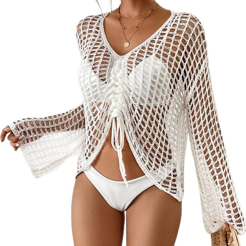 Dame Åben-Strik Strand-Cover-Up Tunika Stilla