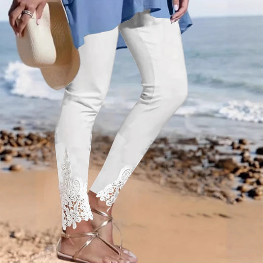 Dame elegante leggings med spidsbesætning Stilla
