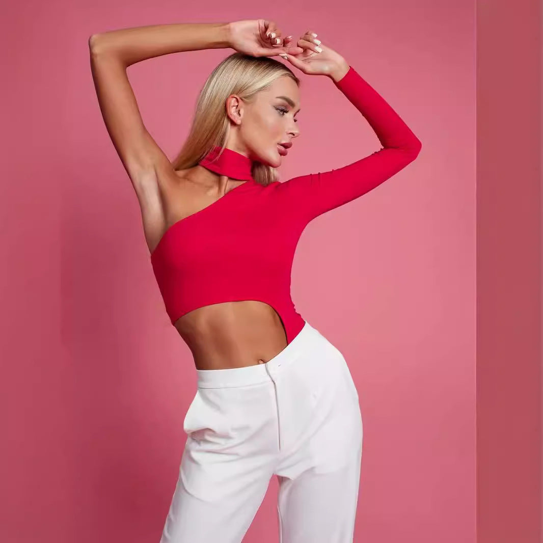 Dame Cut-Out Body med asymmetrisk design og høj krave Stilla