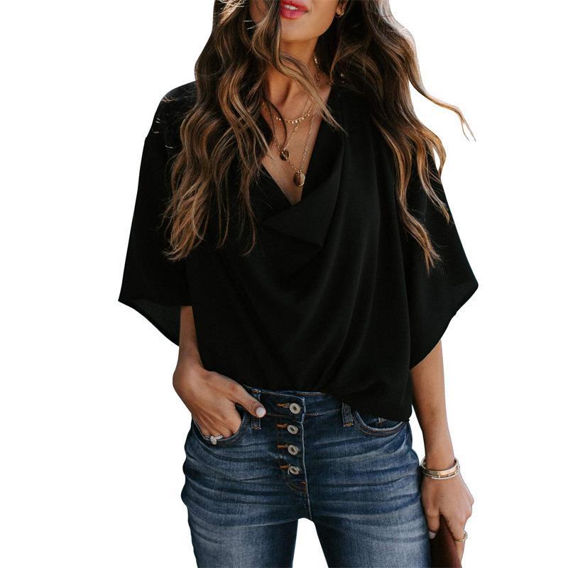 Dame elegant crossover-bluse med løs pasform Stilla