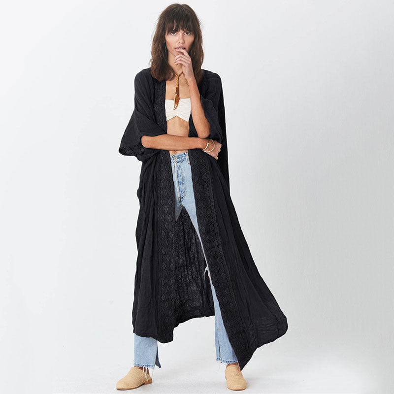 Dame afslappet strandkimono med fin spids og løs pasform Stilla