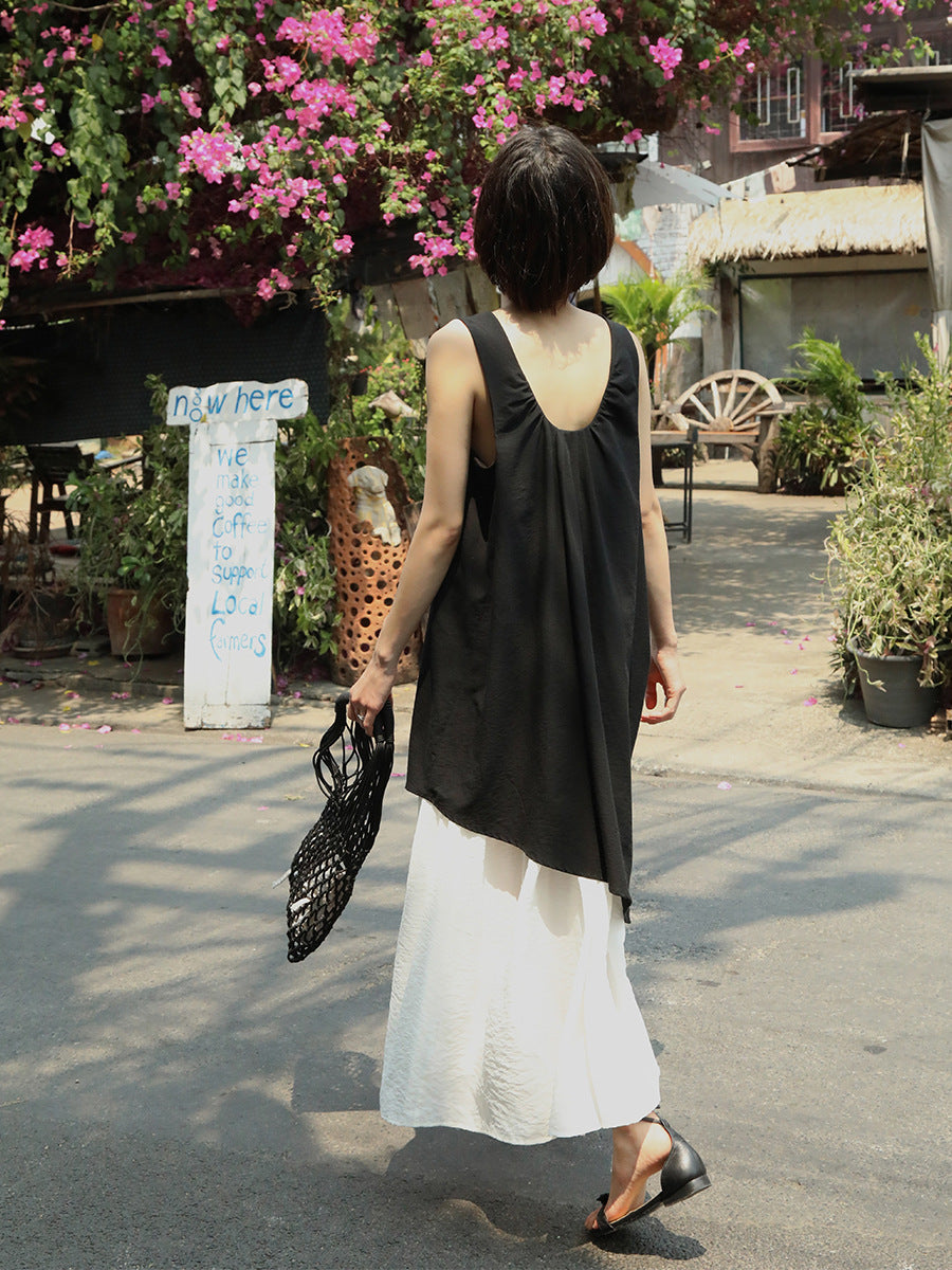 Dame afslappet langkjole i elegant layering-stil med flydende snit Stilla