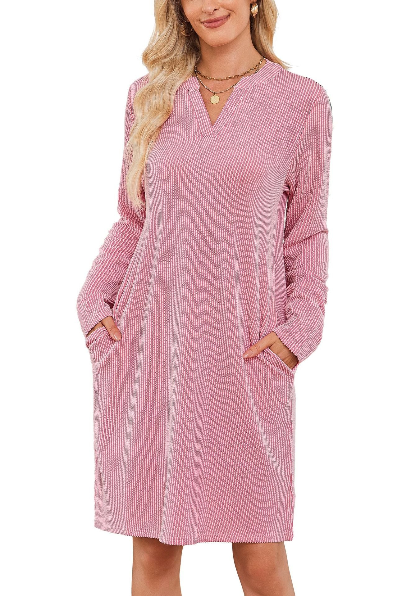 Dame afslappet fritidskjole med lommer Stilla