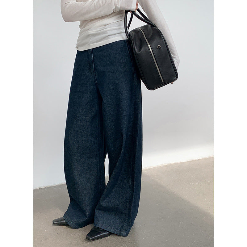 Dame brede jeans med høj talje og elegante folder Stilla