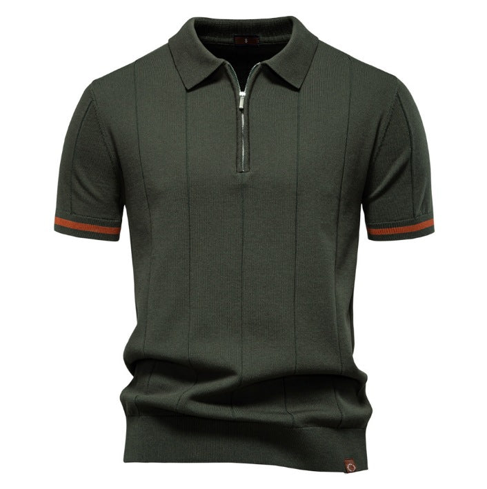Herre polo T-shirt med sporty lynlås Stilla