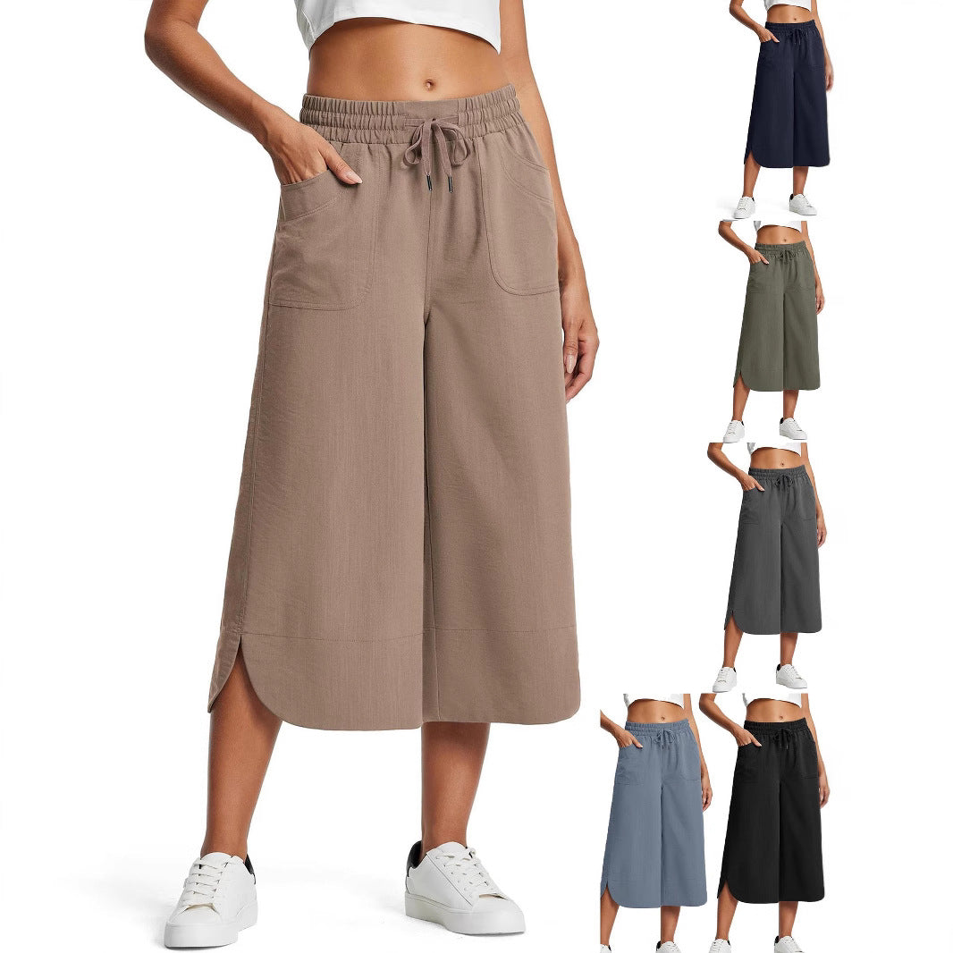 Dame afslappede culottes med elastisk talje og sidelommer Stilla
