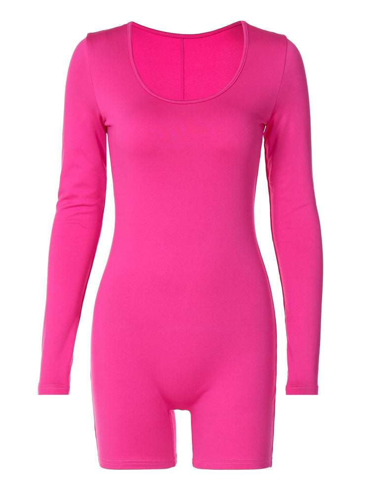 Dame figursyet jumpsuit med lange ærmer og rund halsudskæring Stilla