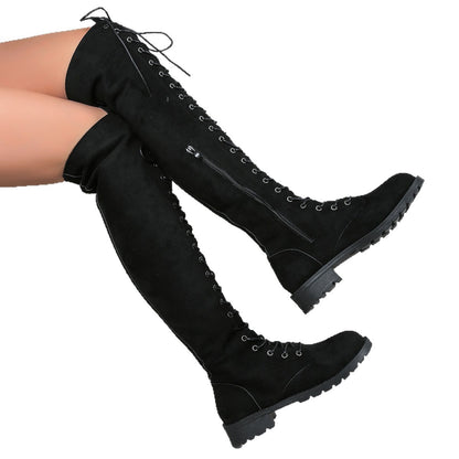 Dame Overknee Støvler med snørbar design og robust sålprofil Stilla