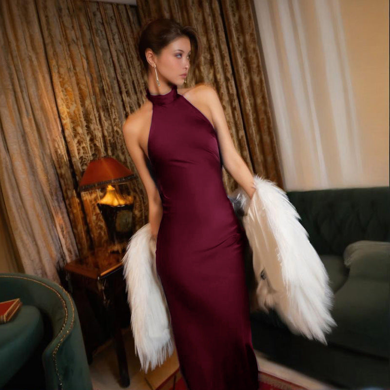 Dame Elegant Halterneck Havfrue Kjole Stilla