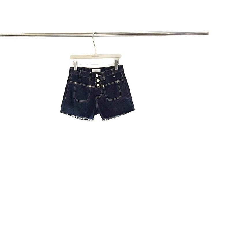 Dame Denim-shorts med knapdetalje og afslappet design Stilla