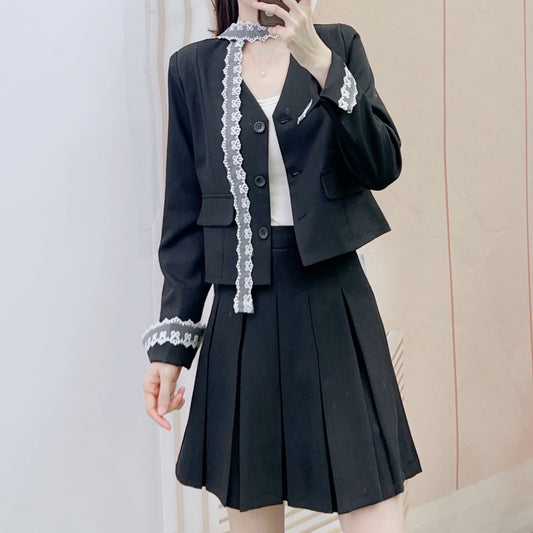 Dame elegant blazer sæt med flettet detalje Stilla