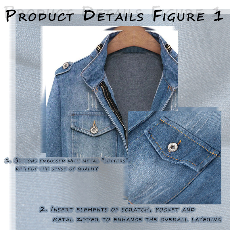 Dame Denim-funktionsjakke med praktiske lommer og figurvenlig skæring Stilla