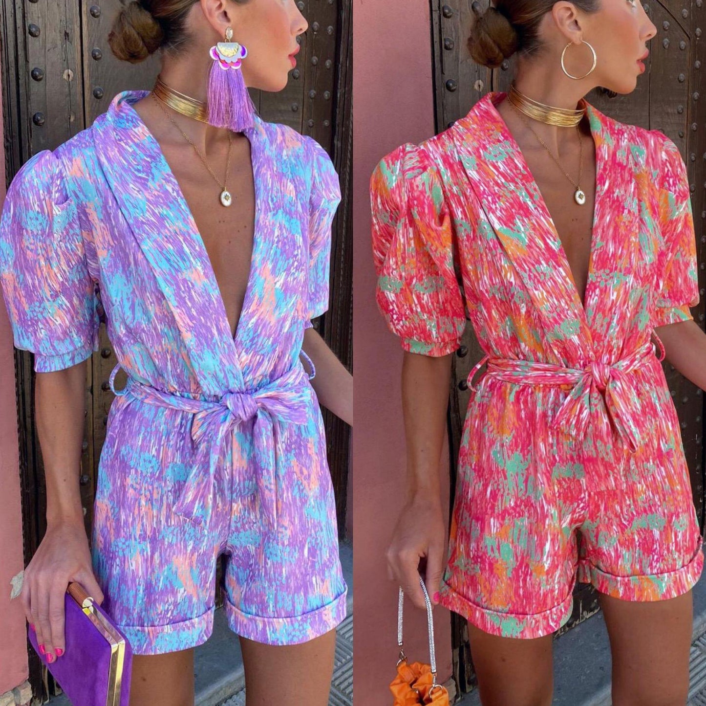 Dame Farverig Trykt Jumpsuit Stilla