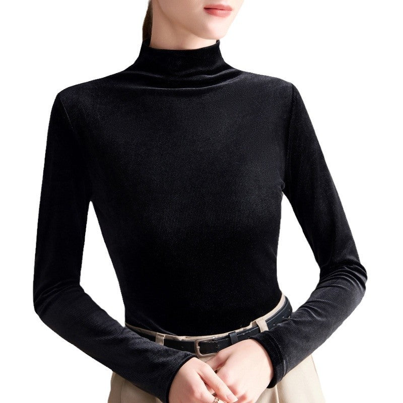 Dame Turtleneck Pullover med innovativt Veloursdesign Stilla